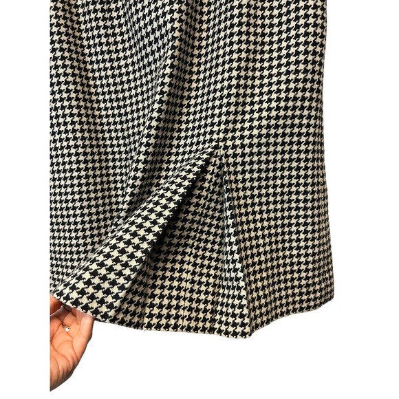 Eddie Bauer Wool Blend Slit Pleats Black & White Houndstooth Skirt Lined Size 6 - Picture 5 of 12